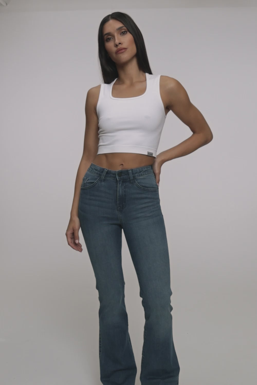 Zvonolike traperice perfect slim navy blue